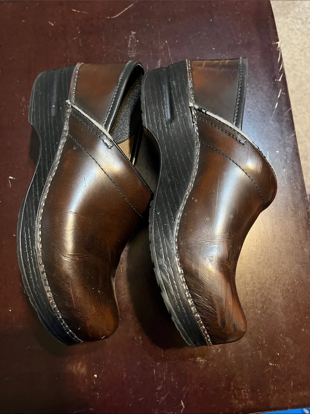 Dansko Brown Leather Slip-On Clogs - Picture 3 of 15